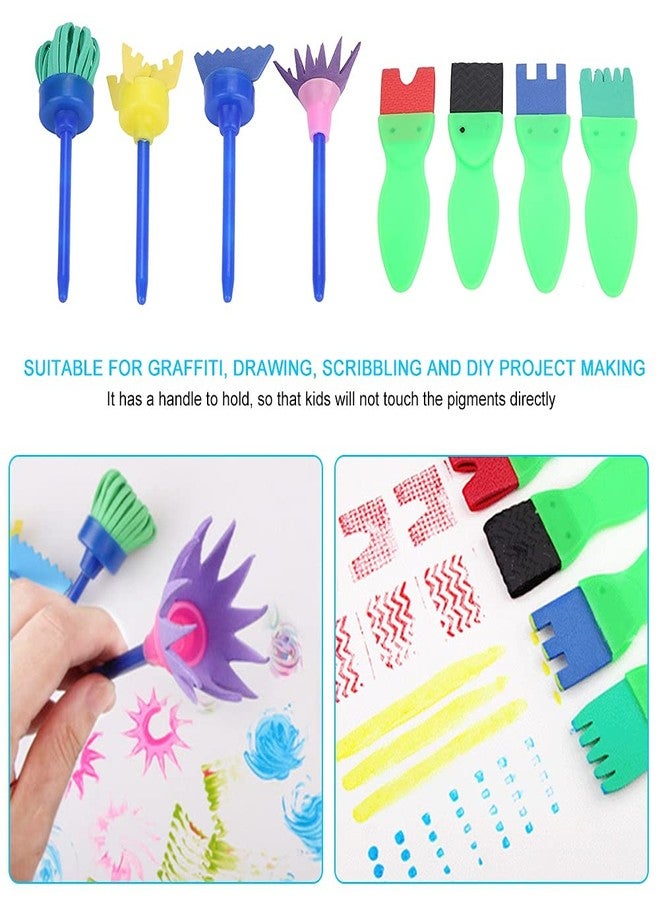 Agatige 12pcs Kids Painting Brushes, Sponge Paint Roller Brush Portable Toy Drawing Set Painting Tools for Toddlers Kids Early Learning Play Foam Roller Sponge Arts Crafts Gift - Image 3